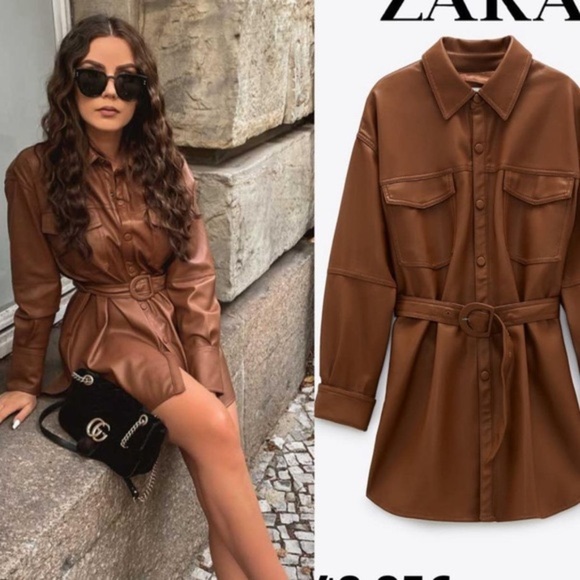 Zara Belted Faux Leather Shirt - Picture 7 of 7